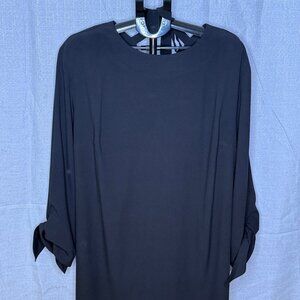 NWT - Eloquii - Women's Black Midi Dress with Mid Sleeve Ties - Size 18